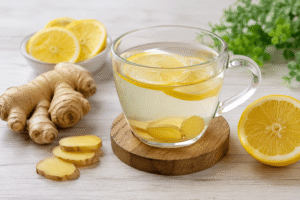 Gut health drink recipes with ginger and lemon water